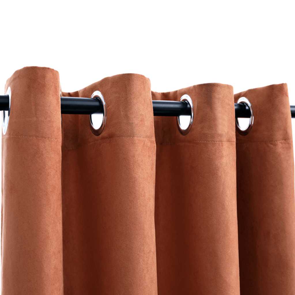 Vidaxl curtains blackout with rings 2 pcs 140x225 cm rust color