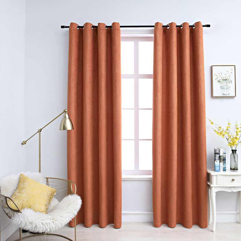 Vidaxl curtains blackout with rings 2 pcs 140x225 cm rust color