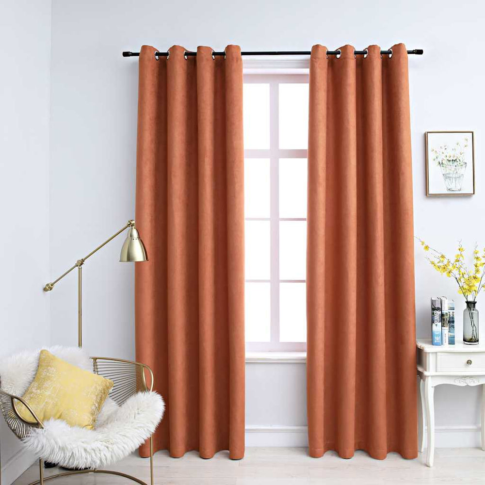 Vidaxl curtains blackout with rings 2 pcs 140x245 cm rust color