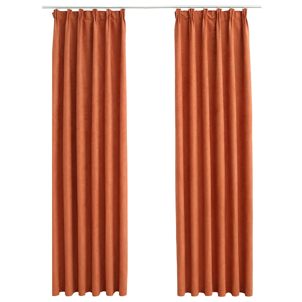 Vidaxl curtains blackout with hooks 2 pcs 140x175 cm rust-colored