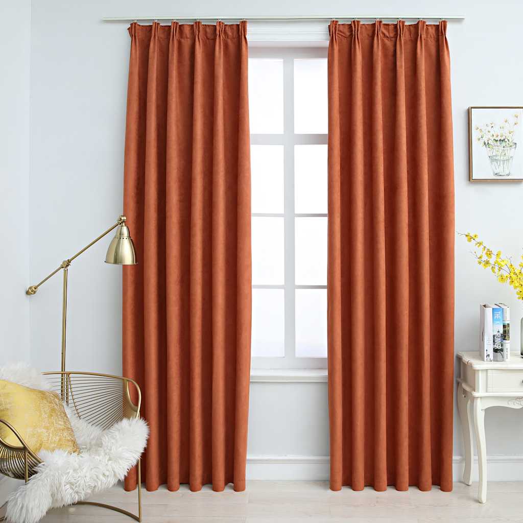 Vidaxl curtains blackout with hooks 2 pcs 140x175 cm rust-colored