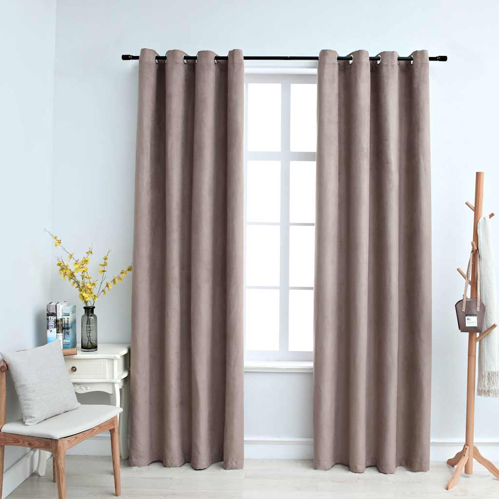 Vidaxl blackout curtain with metal rings 2 pcs 140x175 cm taupe