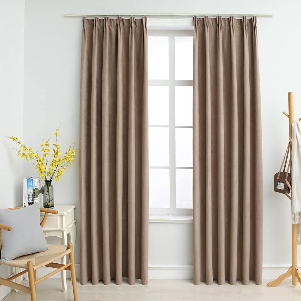 VIDAXL -Vorhänge Blackout mit Haken 2 PCs 140x175 cm Taupe