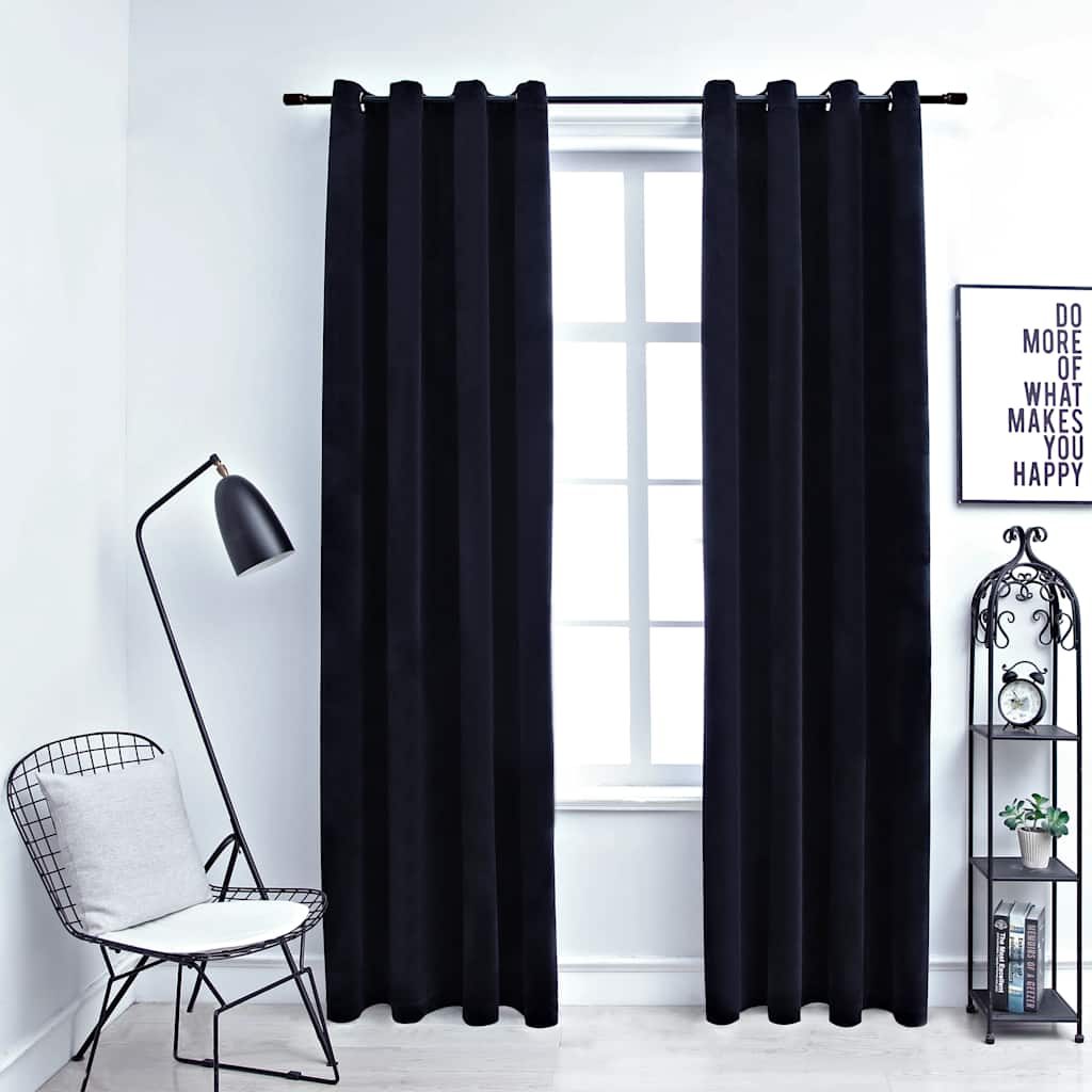 Vidaxl curtain blackout with rings 2 pcs 140x225 cm velvet black