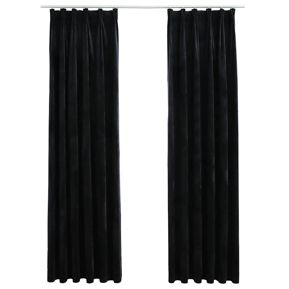Vidaxl curtains blackout 2 pcs with hooks 140x225 cm velvet black