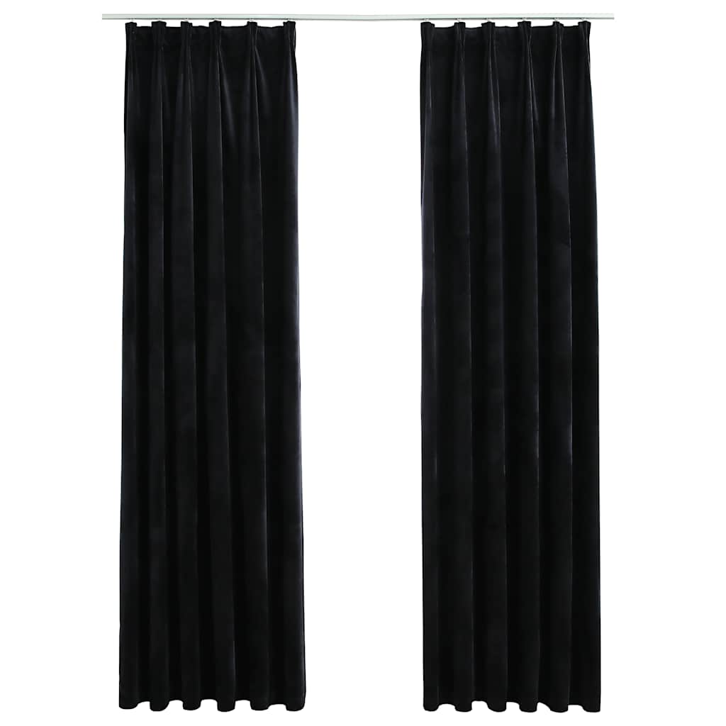 Vidaxl curtains blackout 2 pcs with hooks 140x225 cm velvet black