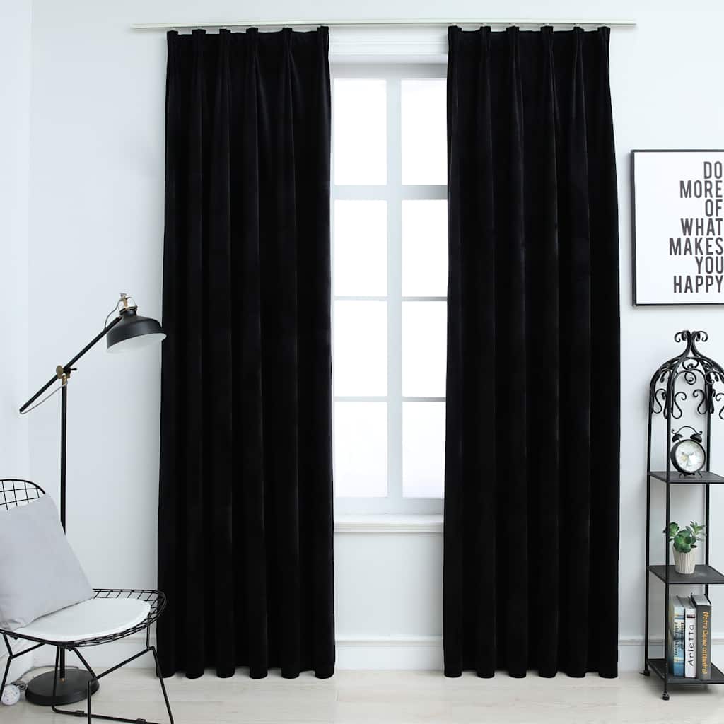 Vidaxl curtains blackout 2 pcs with hooks 140x245 cm velvet black