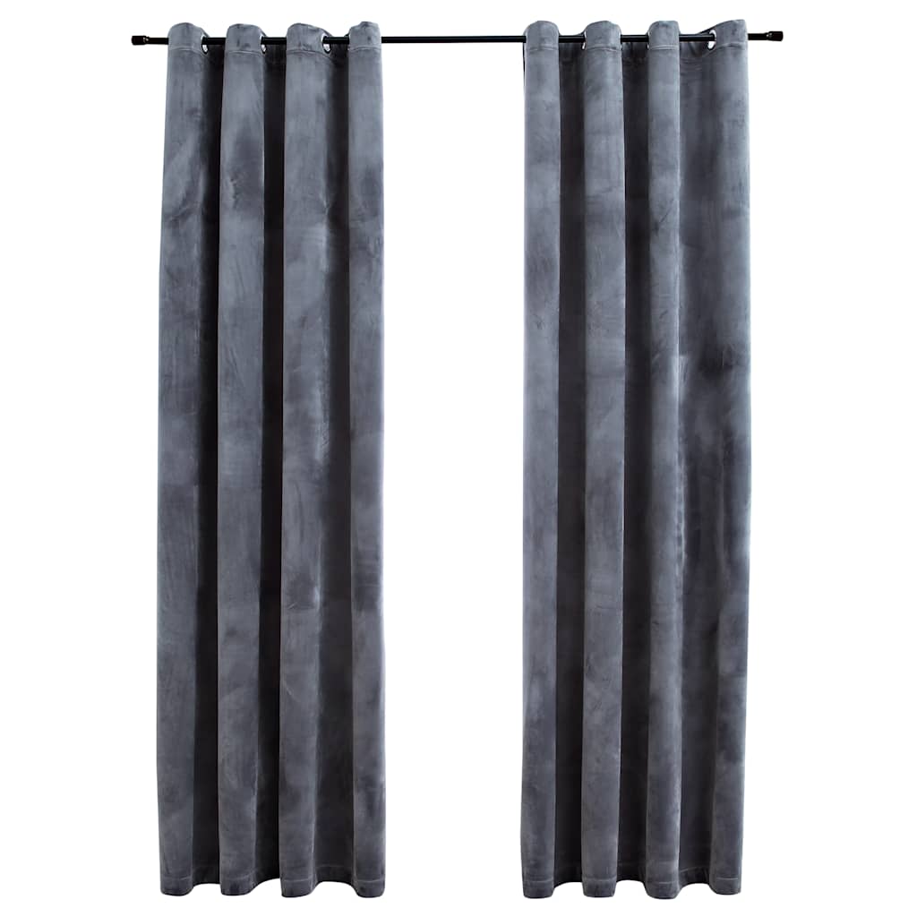 Vidaxl curtain blackout rings 2 pcs 140x175 cm velvet anthracite