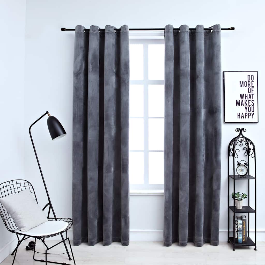 Vidaxl curtain blackout rings 2 pcs 140x175 cm velvet anthracite
