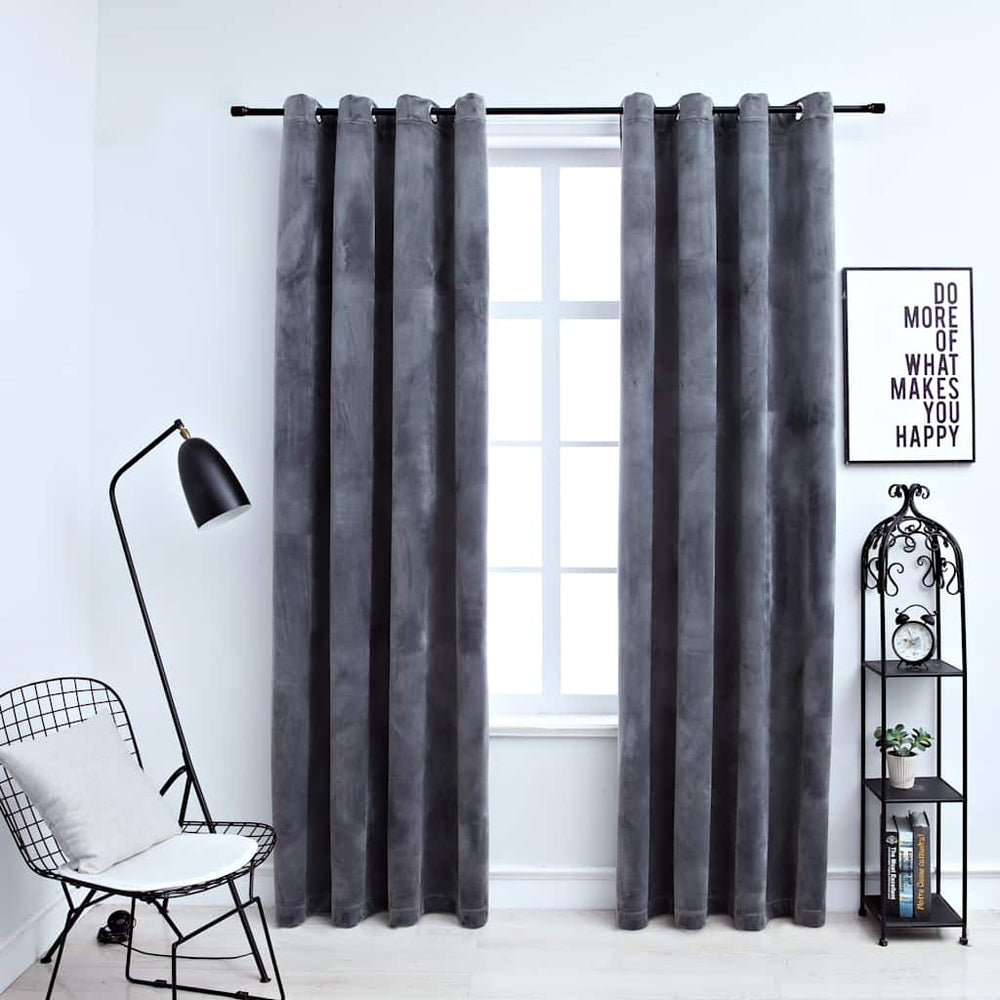 Vidaxl curtain blackout with rings 2 pcs 140x245 cm velvet black