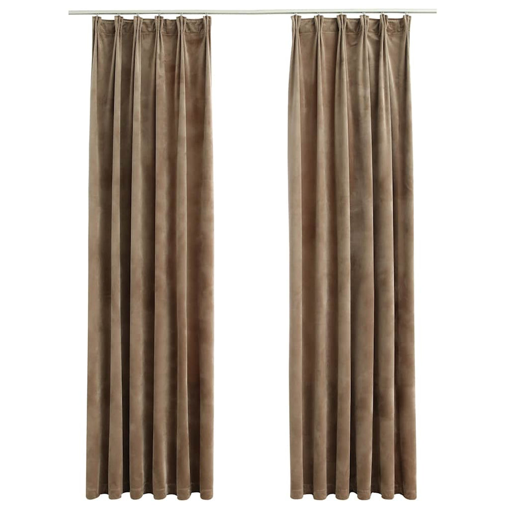 Vidaxl curtains blackout 2 pcs with hooks 140x225 cm velvet beige