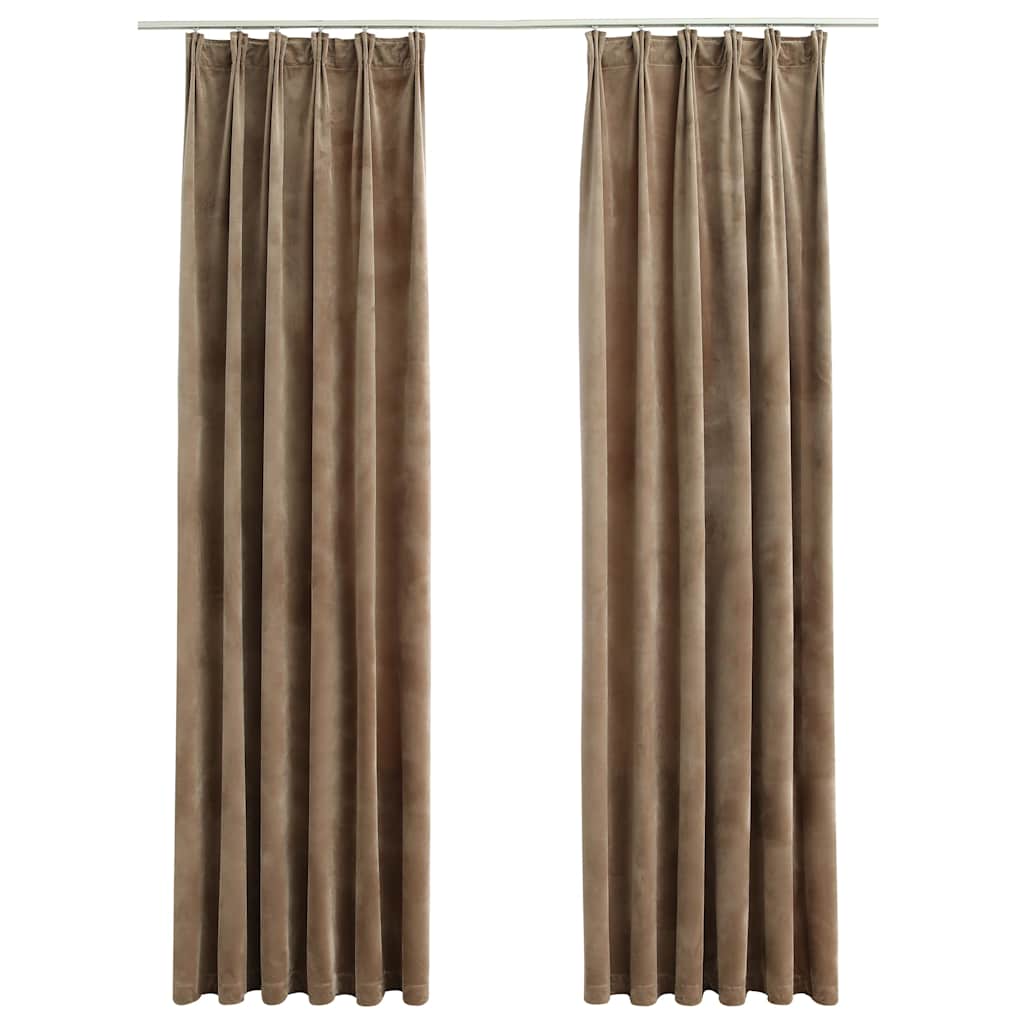Vidaxl curtains blackout 2 pcs with hooks 140x225 cm velvet beige