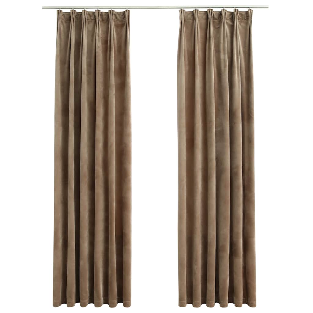 Vidaxl curtains blackout 2 pcs with hooks 140x245 cm velvet beige