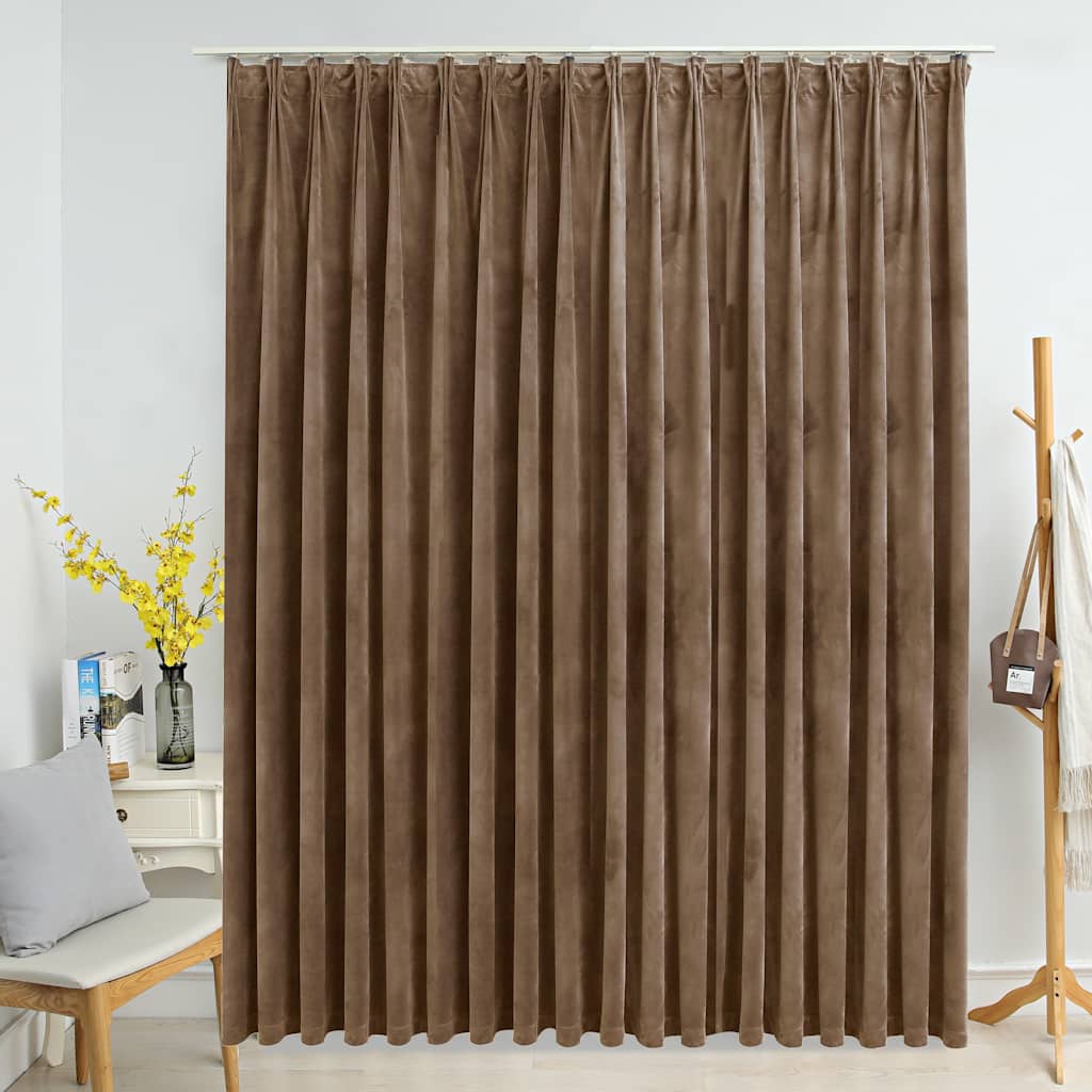 Vidaxl blackout curtain with hooks 290x245 cm velvet beige