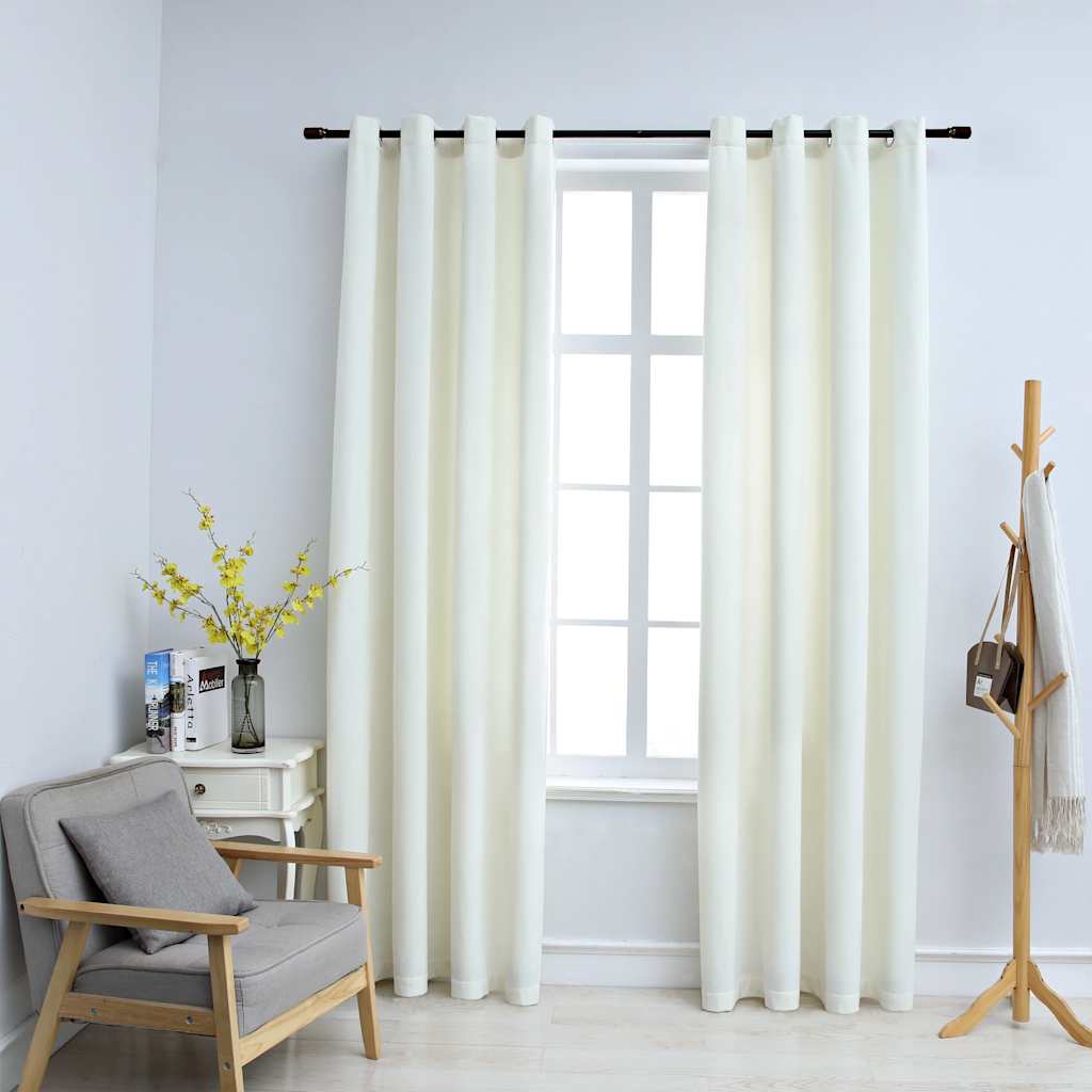 Vidaxl curtain blackout with rings 2 pcs 140x175 cm velvet cream