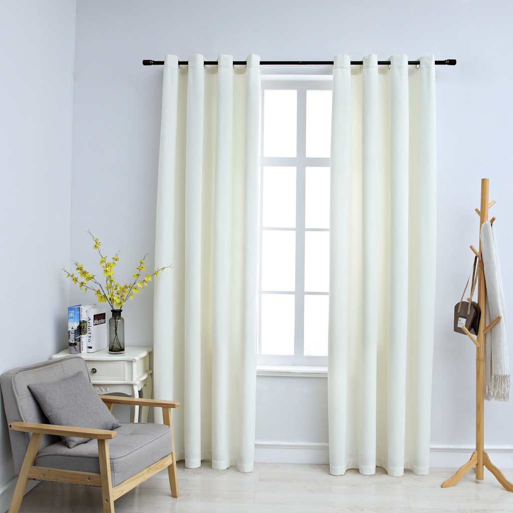 Vidaxl curtain blackout with rings 2 pcs 140x225 cm velvet cream