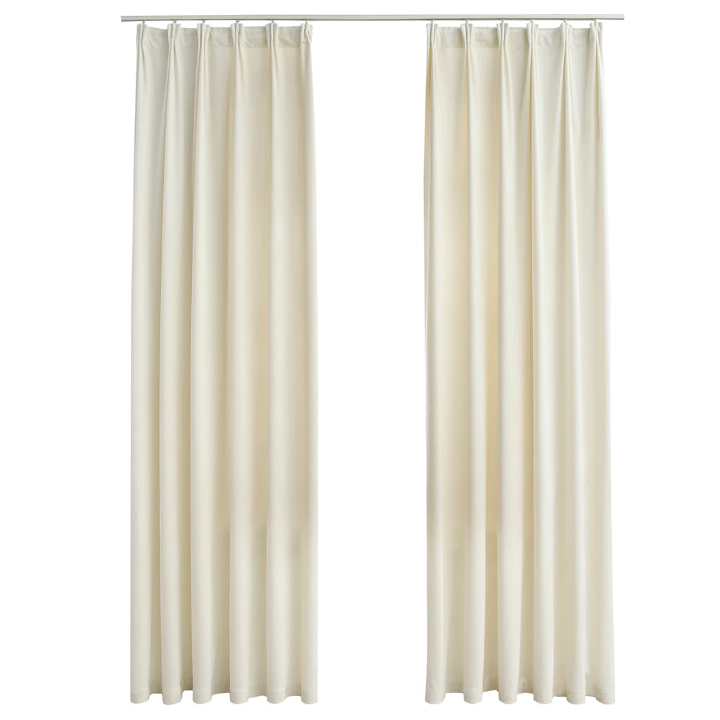 Vidaxl curtains blackout 2 pcs with hooks 140x245 cm velvet cream
