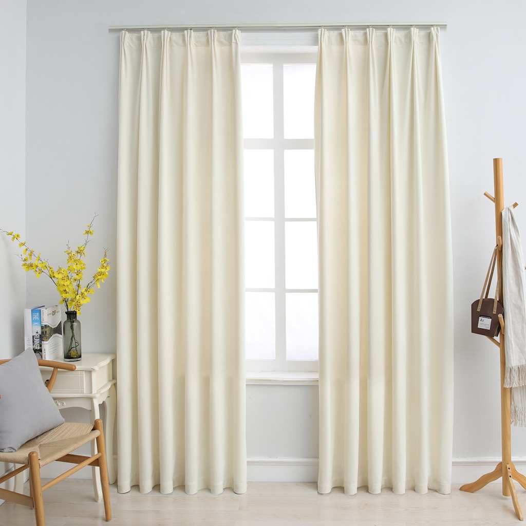 Vidaxl curtains blackout 2 pcs with hooks 140x245 cm velvet cream