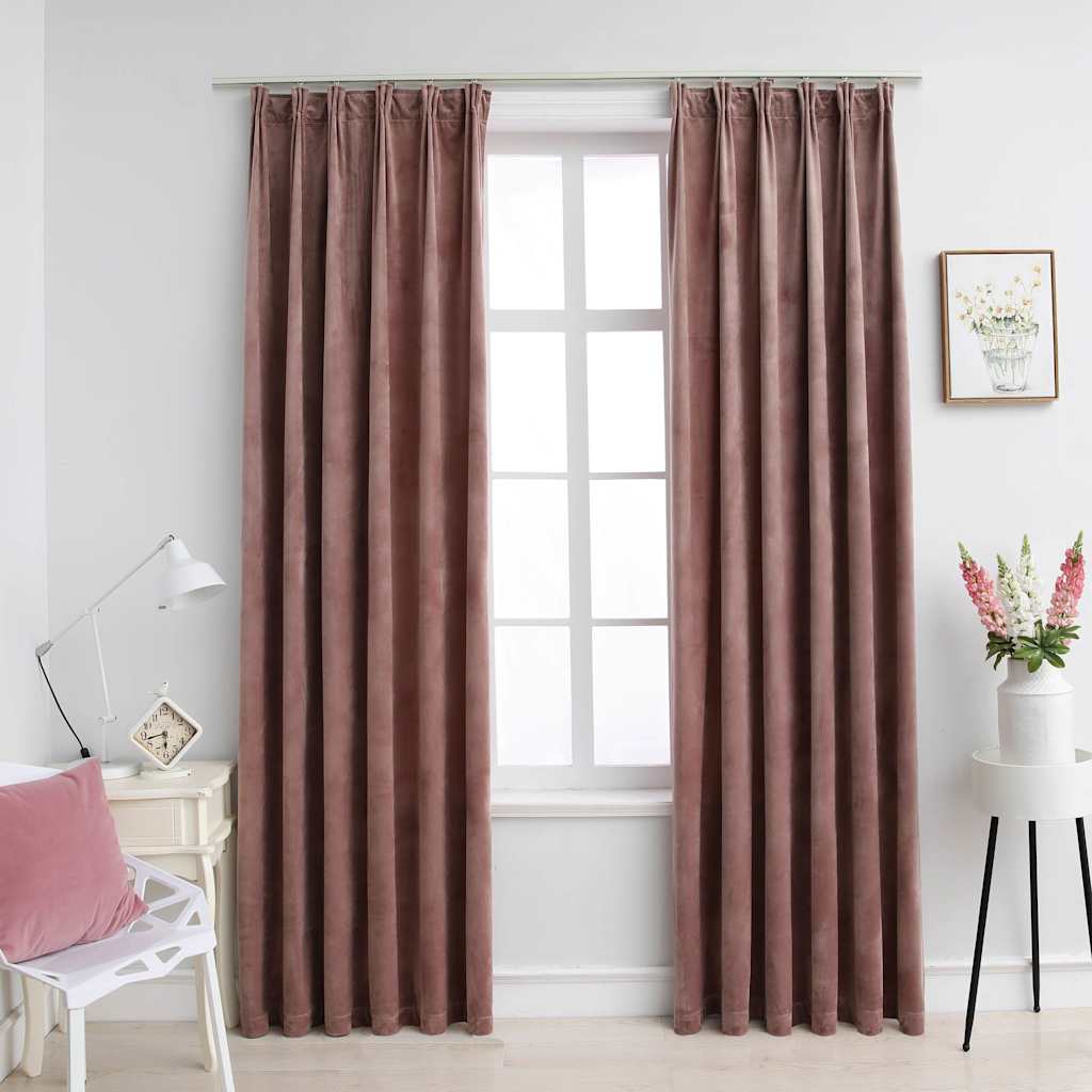 Vidaxl blackout curtains 2 pcs with hooks 140x245 cm velvet pink