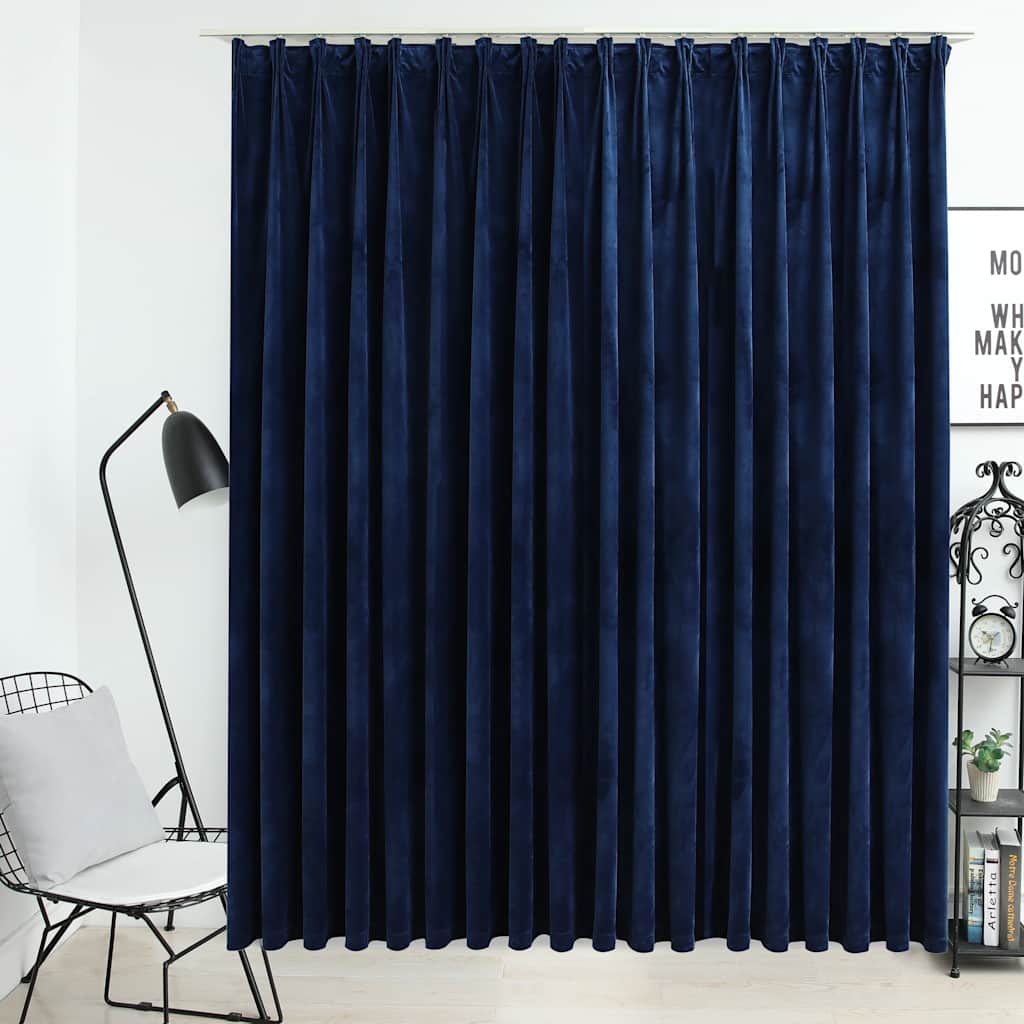 Vidaxl blackout curtain with hooks 290x245 cm velvet blue