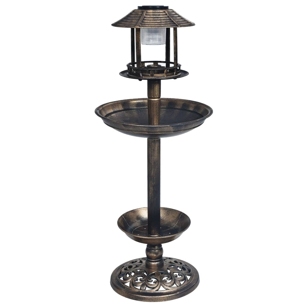 Vidaxl Bird Bath with Solar LED Lighting, Plastic