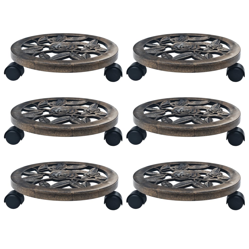 Vidaxl plant trolleys 6 pcs 30 cm plastic bronze color