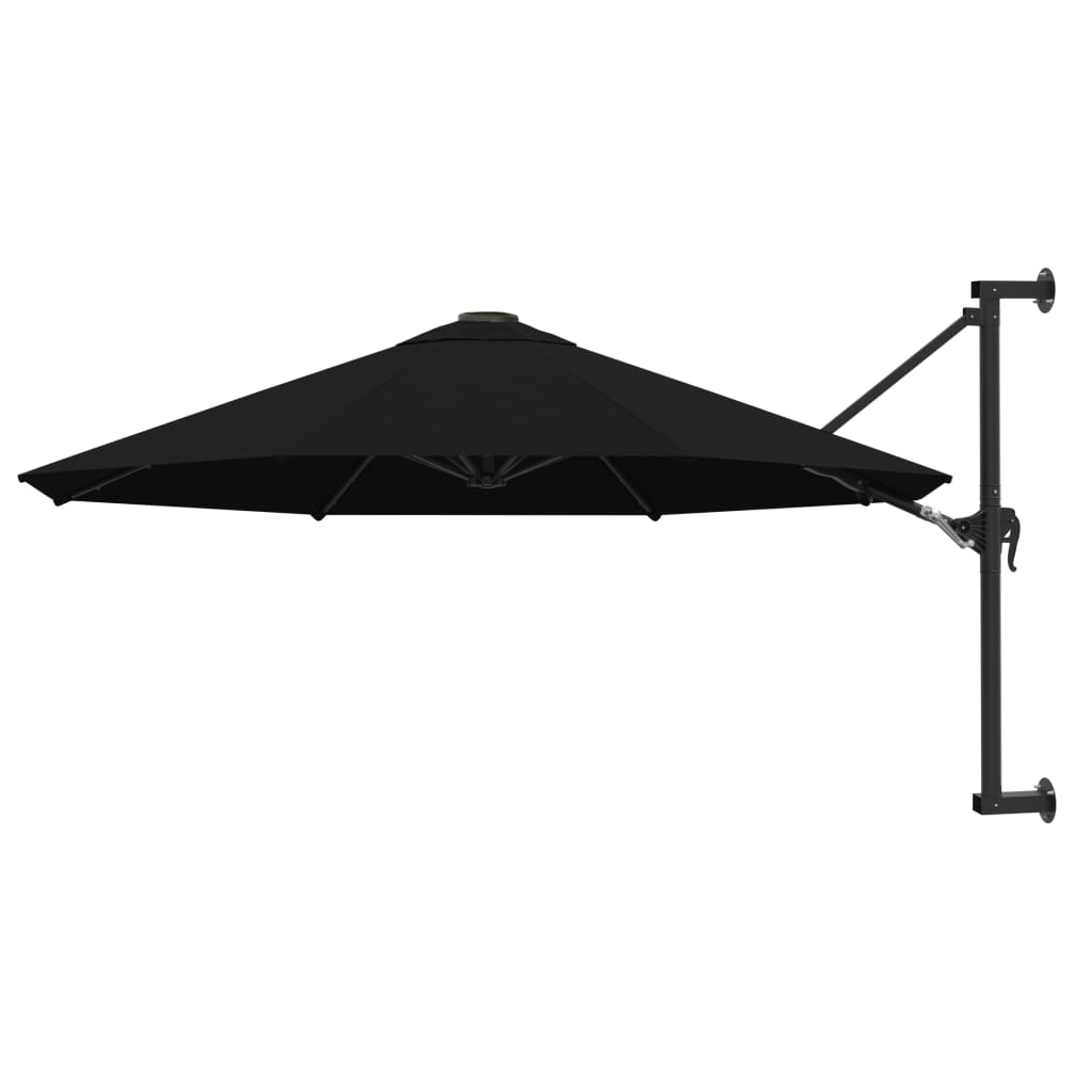 Vidaxl Wall parasol s kovovým pólem 300 cm černá