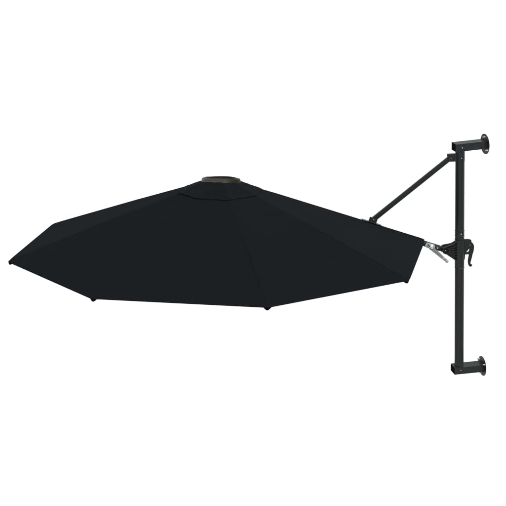 Vidaxl Wall parasol s kovovým pólem 300 cm černá