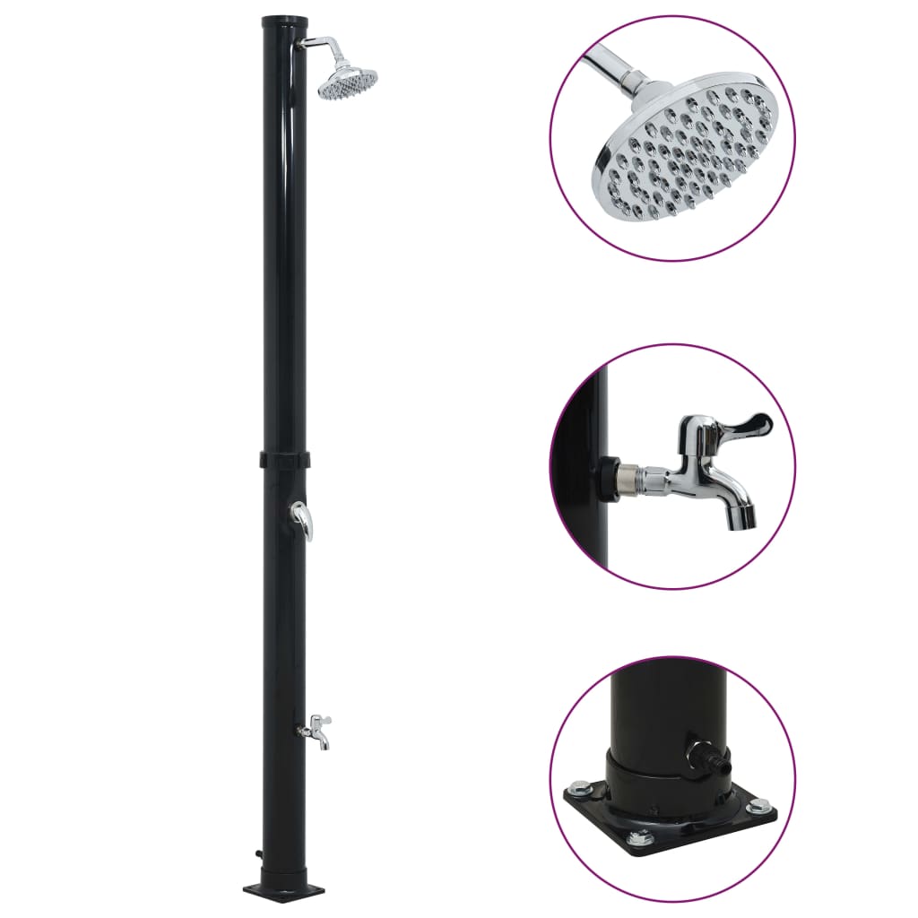 Vidaxl solar shower 20 l 220 cm black