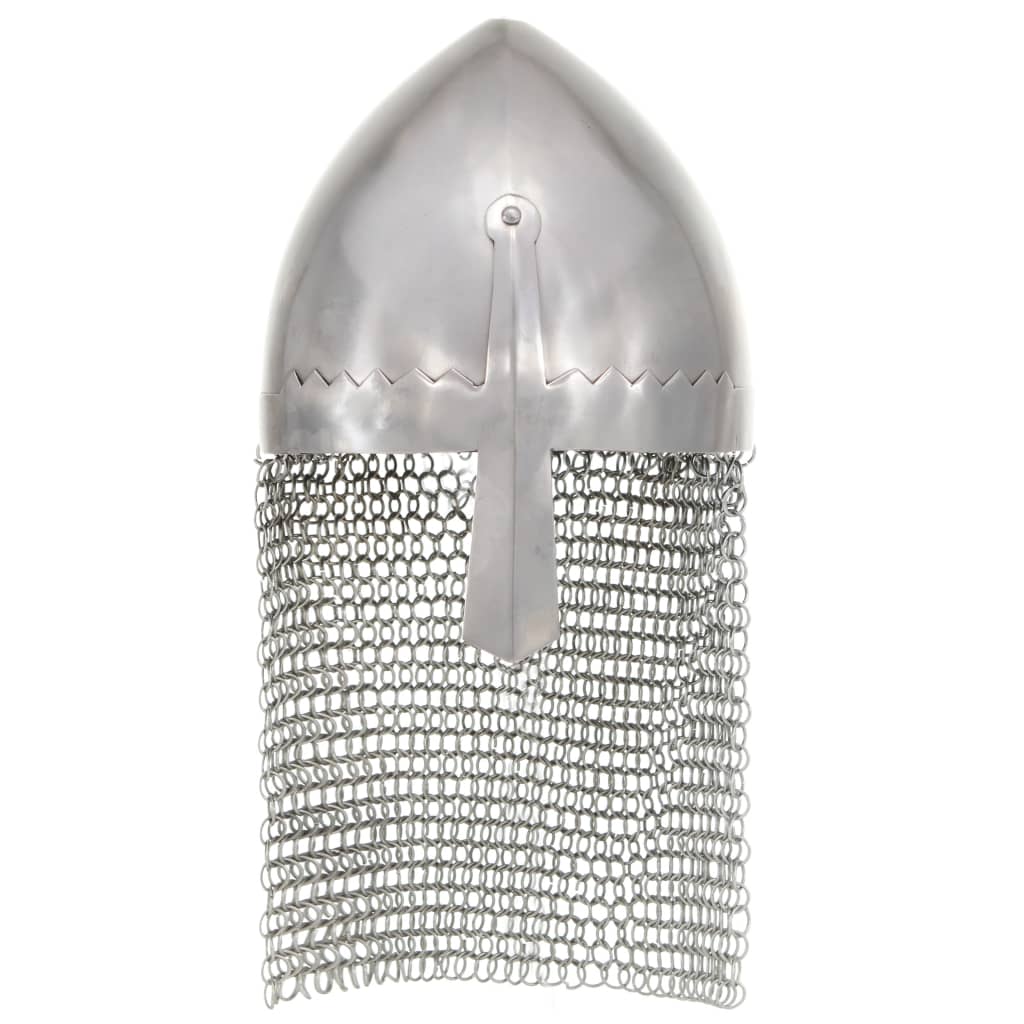 VidaXL Ritterhelm Replik Larp Stahl silberfarben