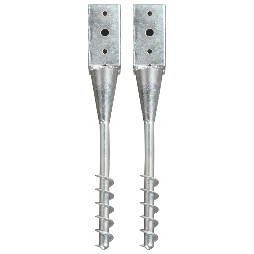 Vidaxl ground pegs 2 pcs 7x7x56 cm galvanized steel silver-colored