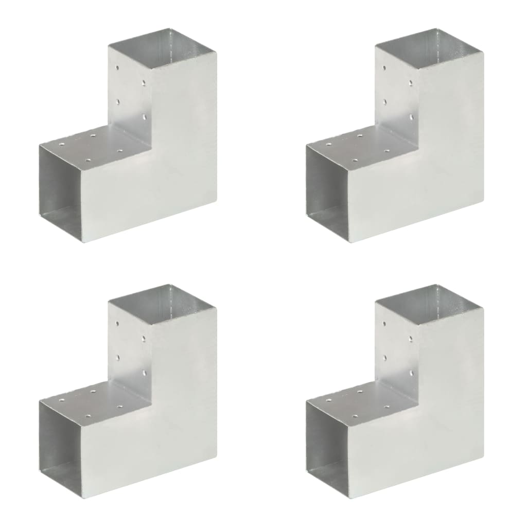 VIDAXL Pall-Anschlüsse 4 ST L-Form 91x91 mm verzinktes Metall
