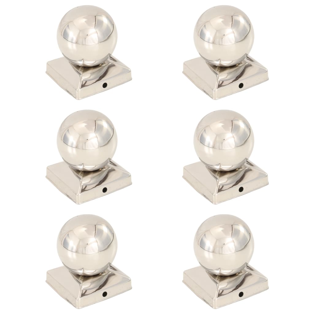 Vidaxl paalkappen 6 st bol 91x91 mm roestvrij staal