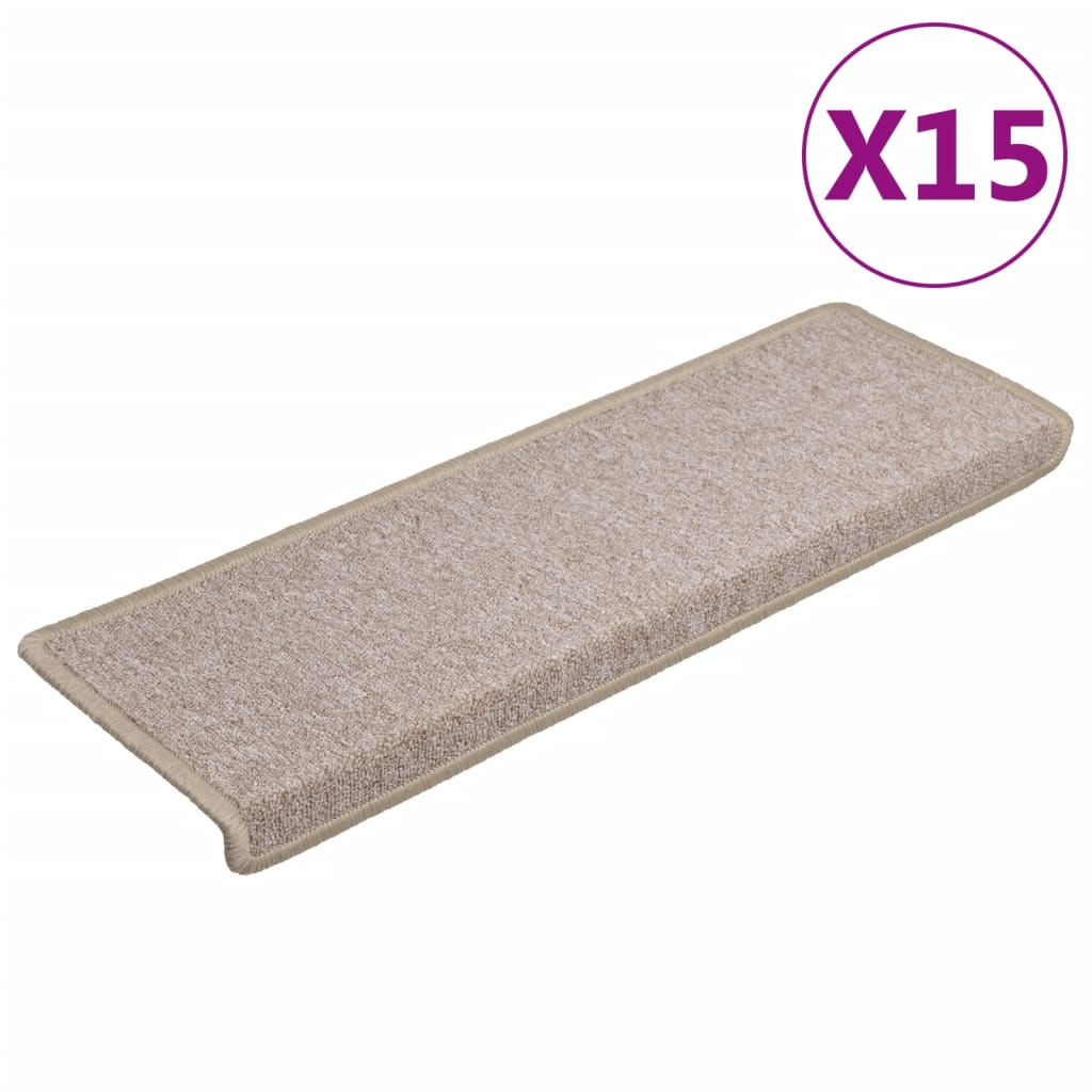 Esteras de escalera de Vidaxl 15 ST 65X21X4 CM Taupe Edge Rectangular