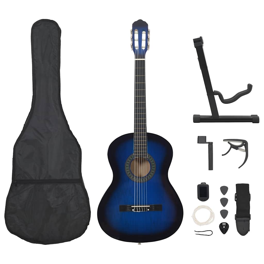 Vidaxl 12-teiliges Gitarrenset klassischer Anfänger 4 4 39 Blau