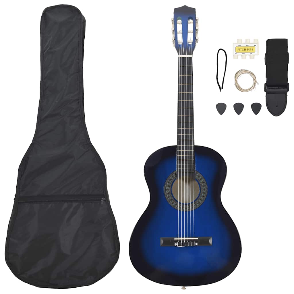 Vidaxl 8-teilige Gitarrenset Klassiker Anfänger 3 4 36 Blau