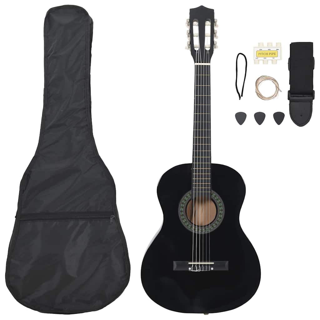 Vidaxl 8-teilige Gitarrenset Klassiker Anfänger 3 4 36 Schwarz