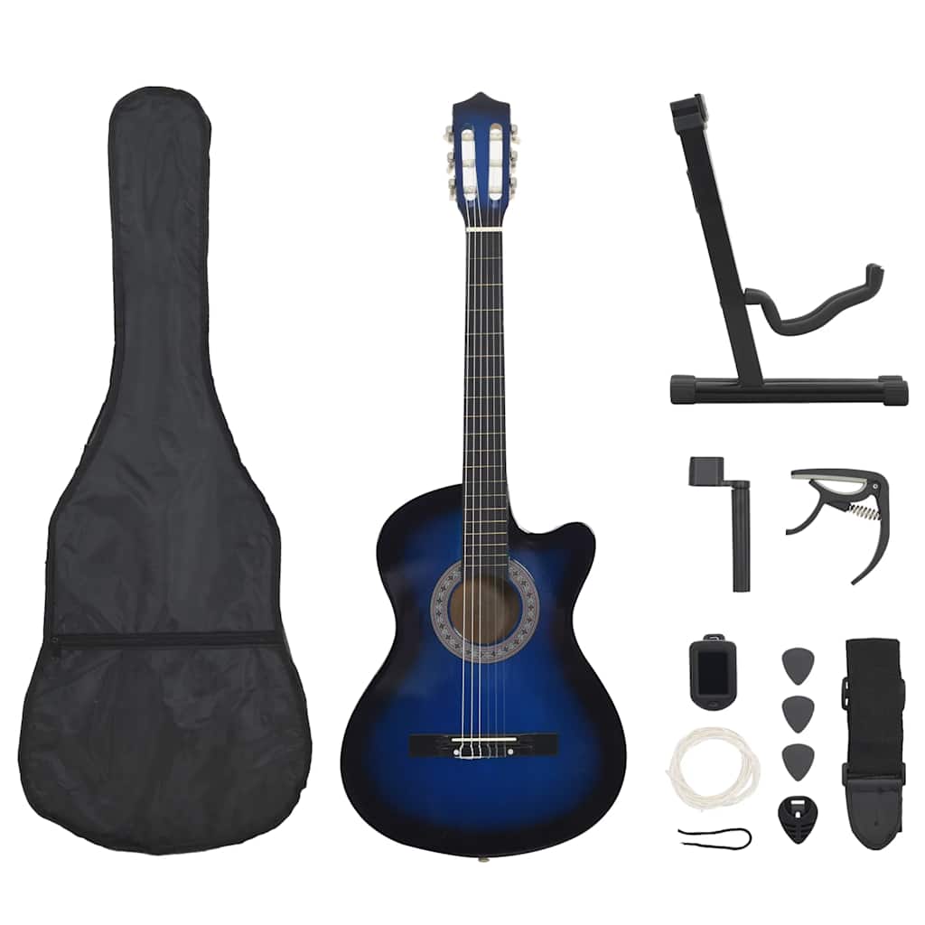 Vidaxl 12-teiliges Gitarrenset mit 6 Saiten Western Classic 38 Blau