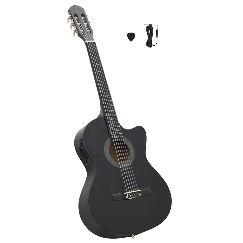 Vidaxl Cutaway-Gitarre mit Equalizer, 6 Saiten, Western Classic, Schwarz