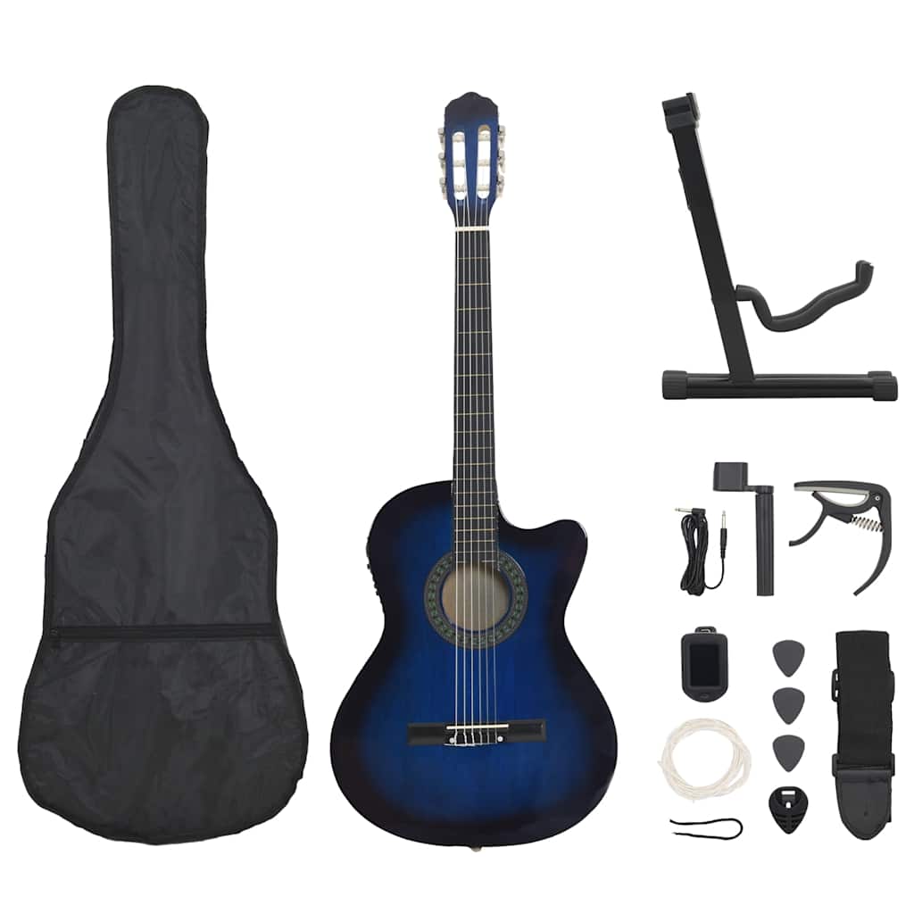 Vidaxl 12-teiliges Gitarrenset mit Equalizer und 6 Saiten Western Blue