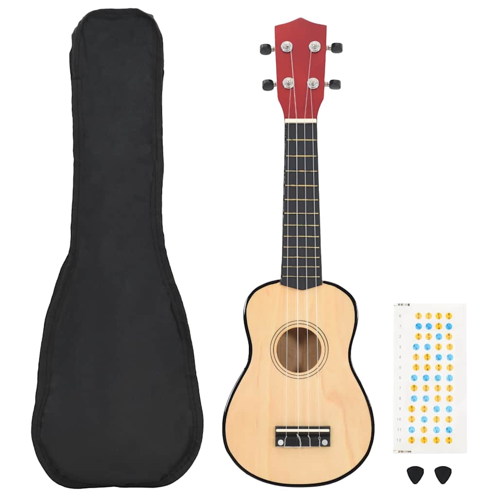 Vidaxl ukuleleset mit Tasche für Kinder Sopran 23 '' helles Holz gefärbt