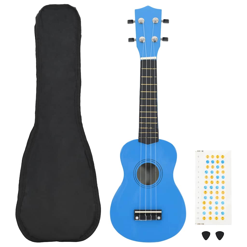 Vidaxl ukuleleset mit Tasche für Kinder Sopran 23 '' Blau