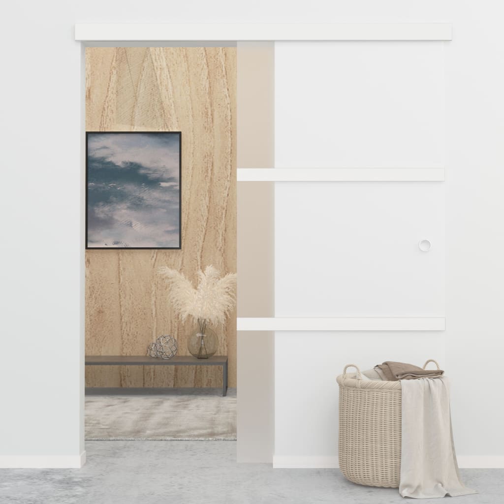 Porta deslizante de vidaxl com paradas suaves 90x205 cm Esg vidro e alumínio