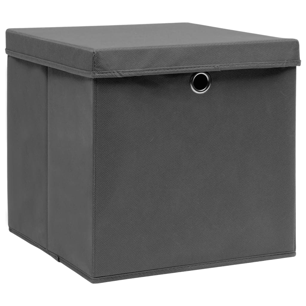 Vidaxl storage boxes with lid 4 pcs 32x32x32 cm fabric gray