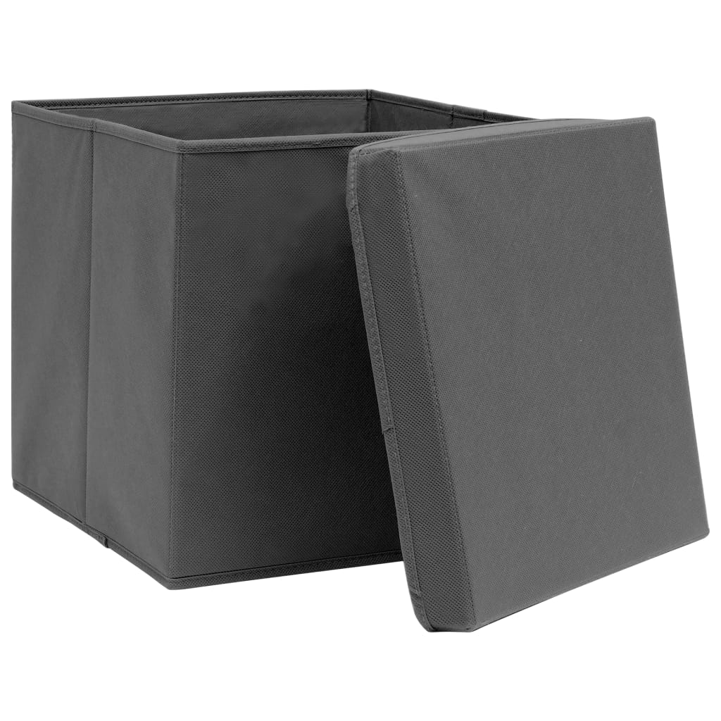 Vidaxl storage boxes with lid 4 pcs 32x32x32 cm fabric gray