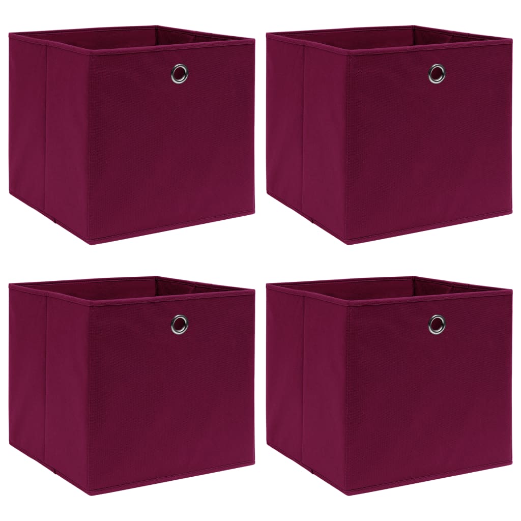 Boîtes de rangement Vidaxl 4 PCS 32x32x32 cm Tissu rouge foncé