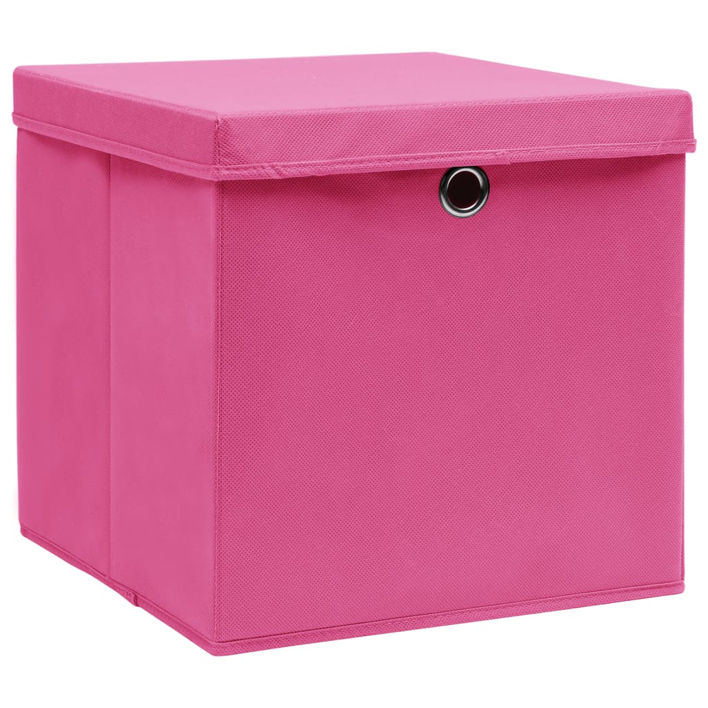 Vidaxl storage boxes with lid 4 pcs 32x32x32 cm fabric pink