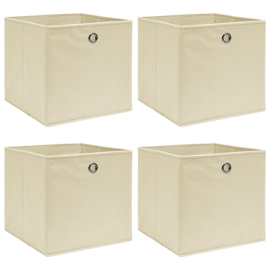 Vidaxl storage boxes 4 pcs 32x32x32 cm fabric cream-colored