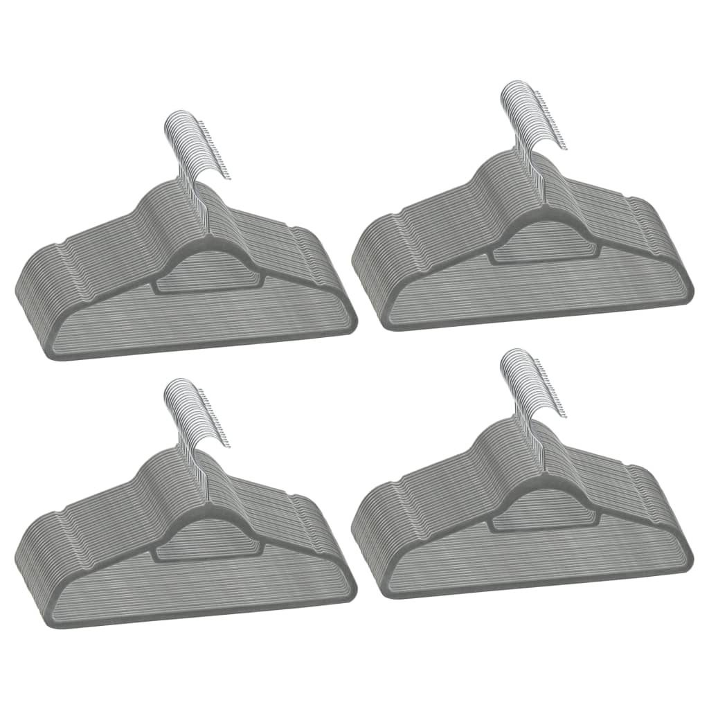 Vidaxl 100-Stéck Kleedung Hanger Set Anti-Rutsch Velvet Grey