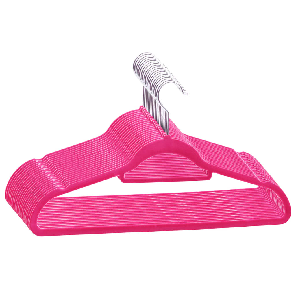 Vidaxl 20-piece clothes hanger set non-slip velvet pink